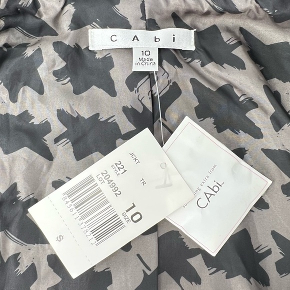 CAbi Military Style Jacket Women’s Size 10 Gray Button Front Embroidered New NWT - Picture 7 of 8